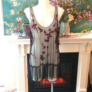Free People Sequin flower Great Gatsby mesh tunic mini dress NWT Medium.